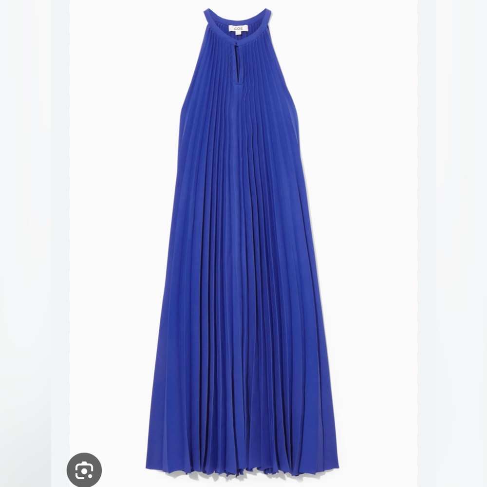 COS Blue Pleated Midi Dress